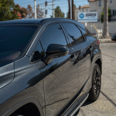 black car with chrome delete and window tint