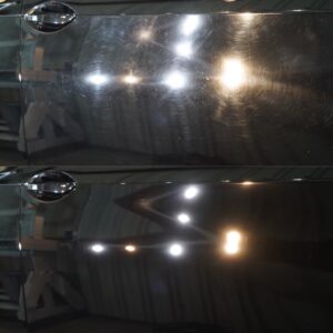 ceramic coating before and after of black car panel
