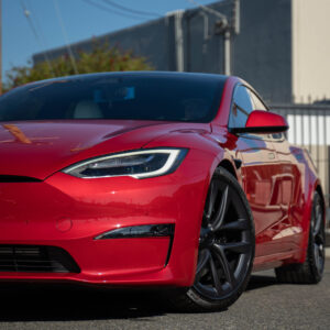 red tesla with ppf