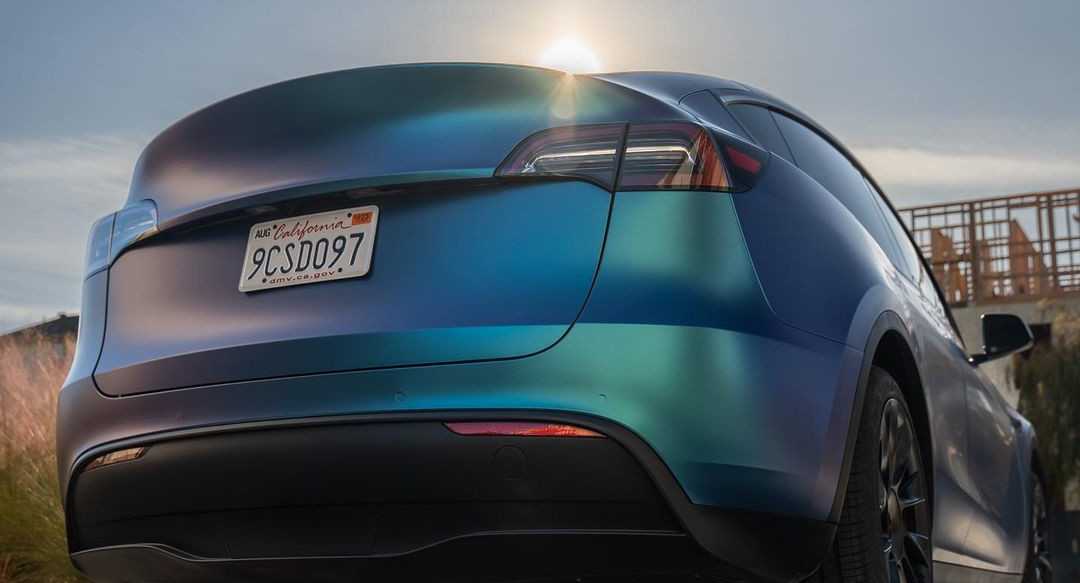 back of Tesla with ceramic coating